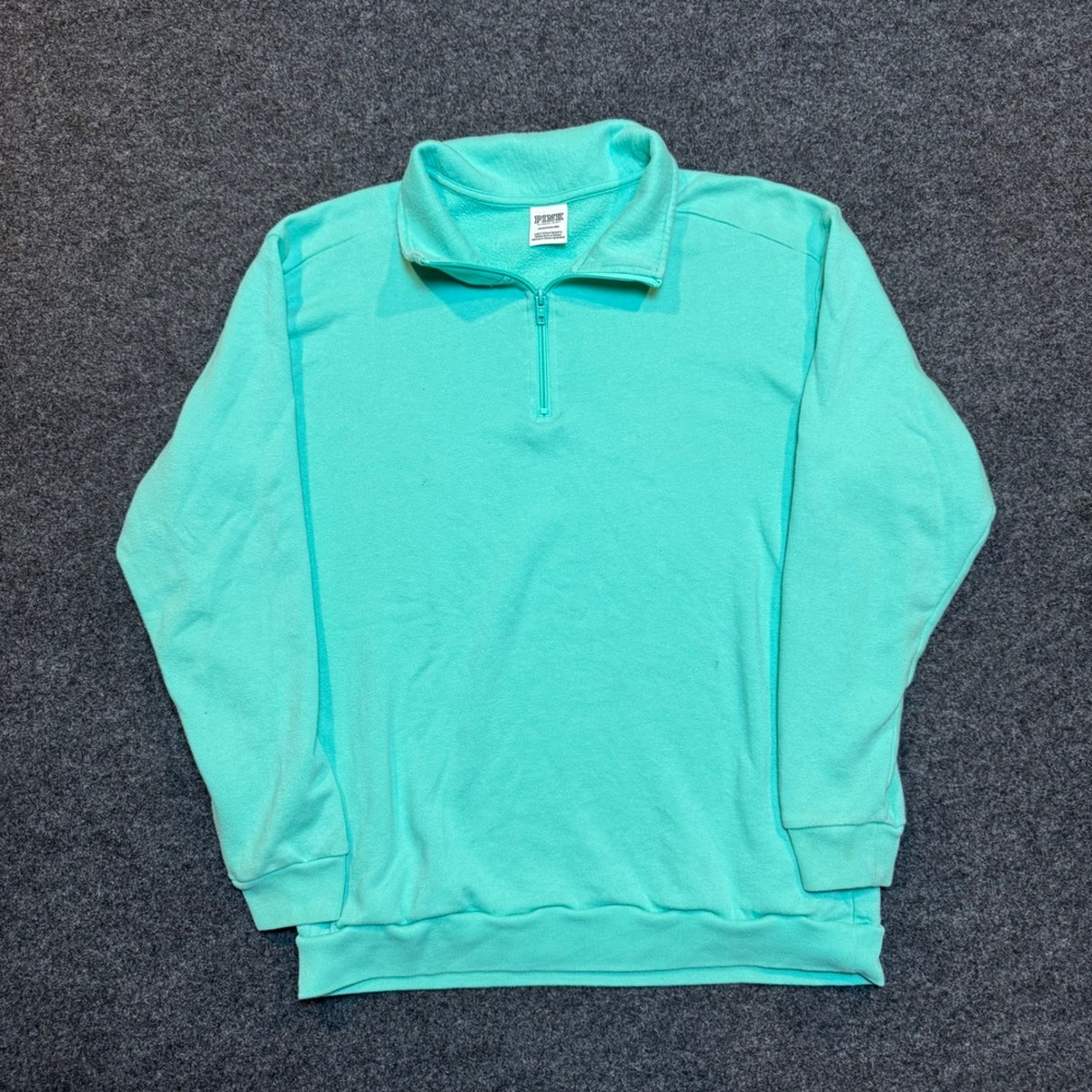 Pink Victorias Secret Quarter Zip Sweatshirt Mint Green Aqua Pullover Small